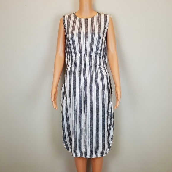 Loft sleeveless 100% linen stripe dress size 4 - Picture 5 of 10